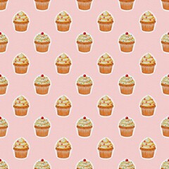 seamless pattern with cupcakes