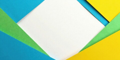 Vibrant Colored Paper Sheets Arranged in a Geometric Pattern with a Central White Space Ideal for Text or Image Placement