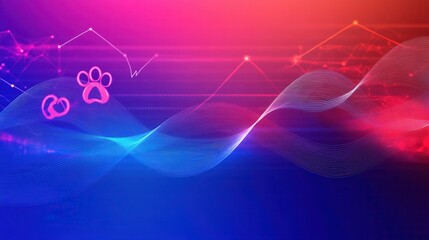 Dynamic gradient veterinary emergency background showcasing energy waves and medical symbols for a vibrant healthcare setting