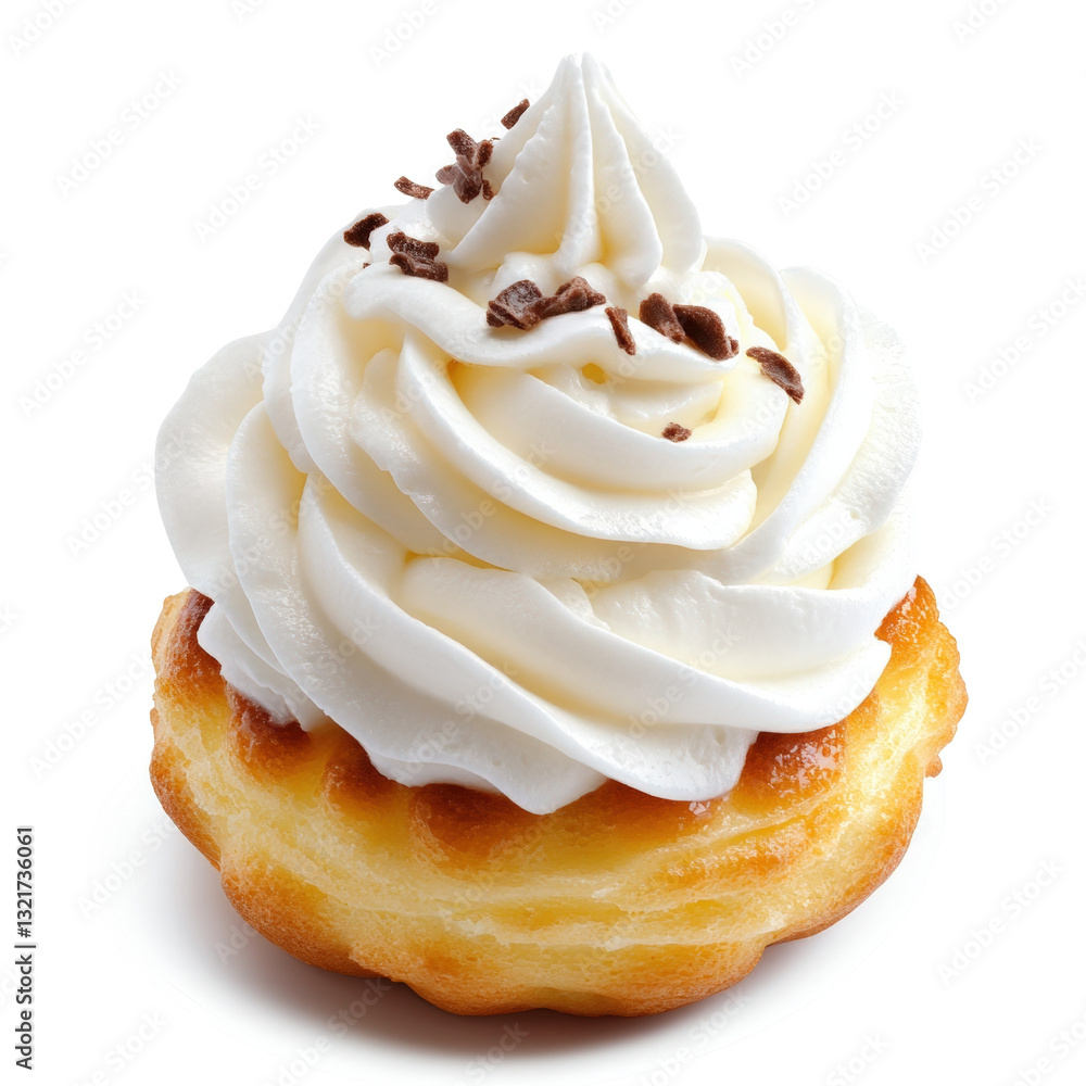 Poster a tempting cupcake topped generously with whipped cream and sprinkles displayed on a colorful backgr