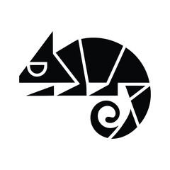 Stylized Chameleon Silhouette in a Geometric Design. chameleon icon vector silhouette, chameleon logo vector silhouette  © shakilcreativework