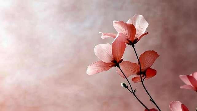 Delicate Pink Flowers Against Soft Pink Background