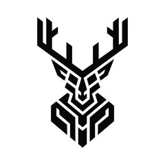 Geometric Deer Head Logo Design. Deer icon vector silhouette, Deer logo vector silhouette
