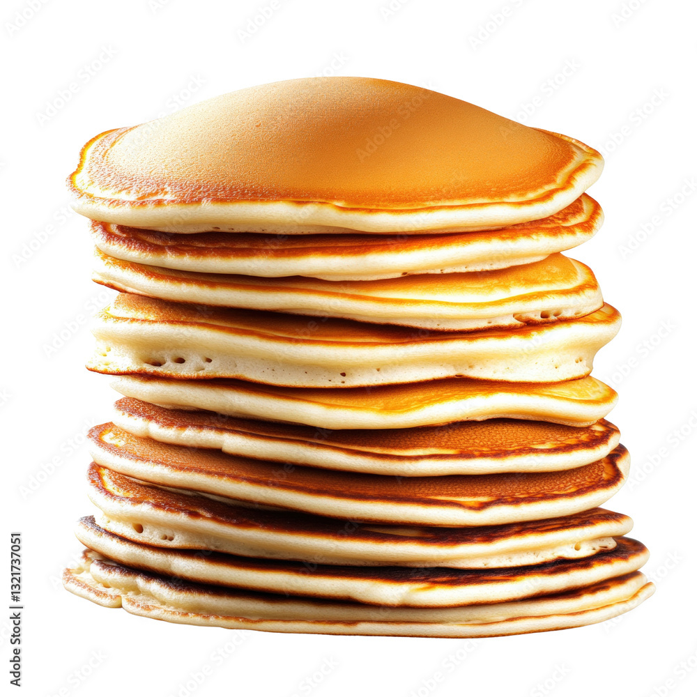 Poster tall stack of fluffy pancakes drizzled with maple syrup and fresh berries ready to be enjoyed for br