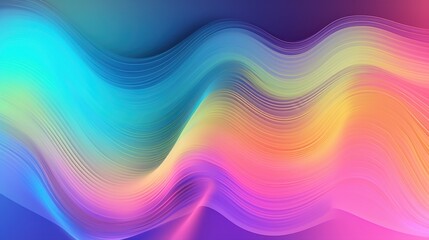 Obraz premium Abstract rainbow holographic background with pastel gradients, flowing waves, and gentle sparkles, trendy and seamless.