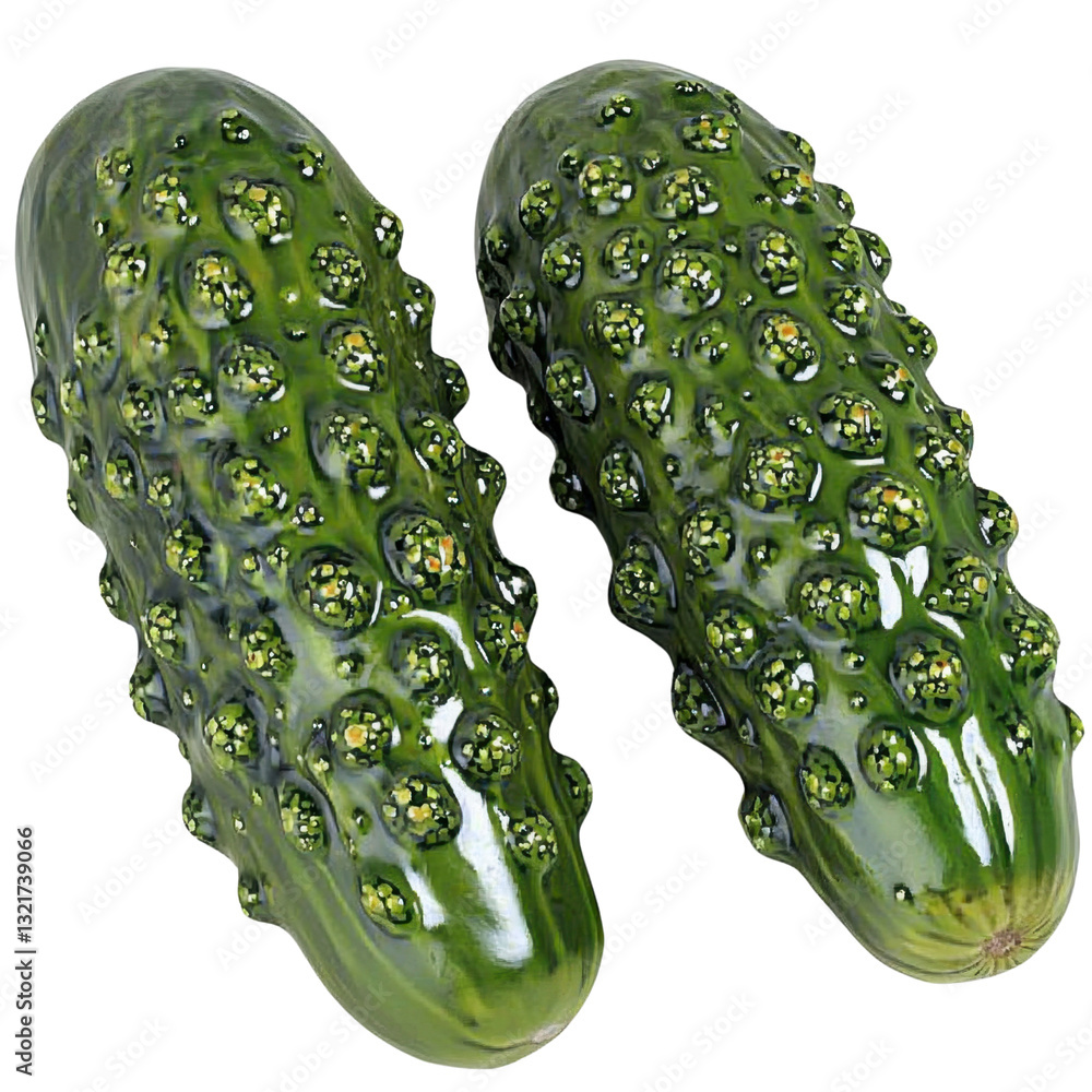 Poster fresh green cucumbers with unique bumpy texture and bright color