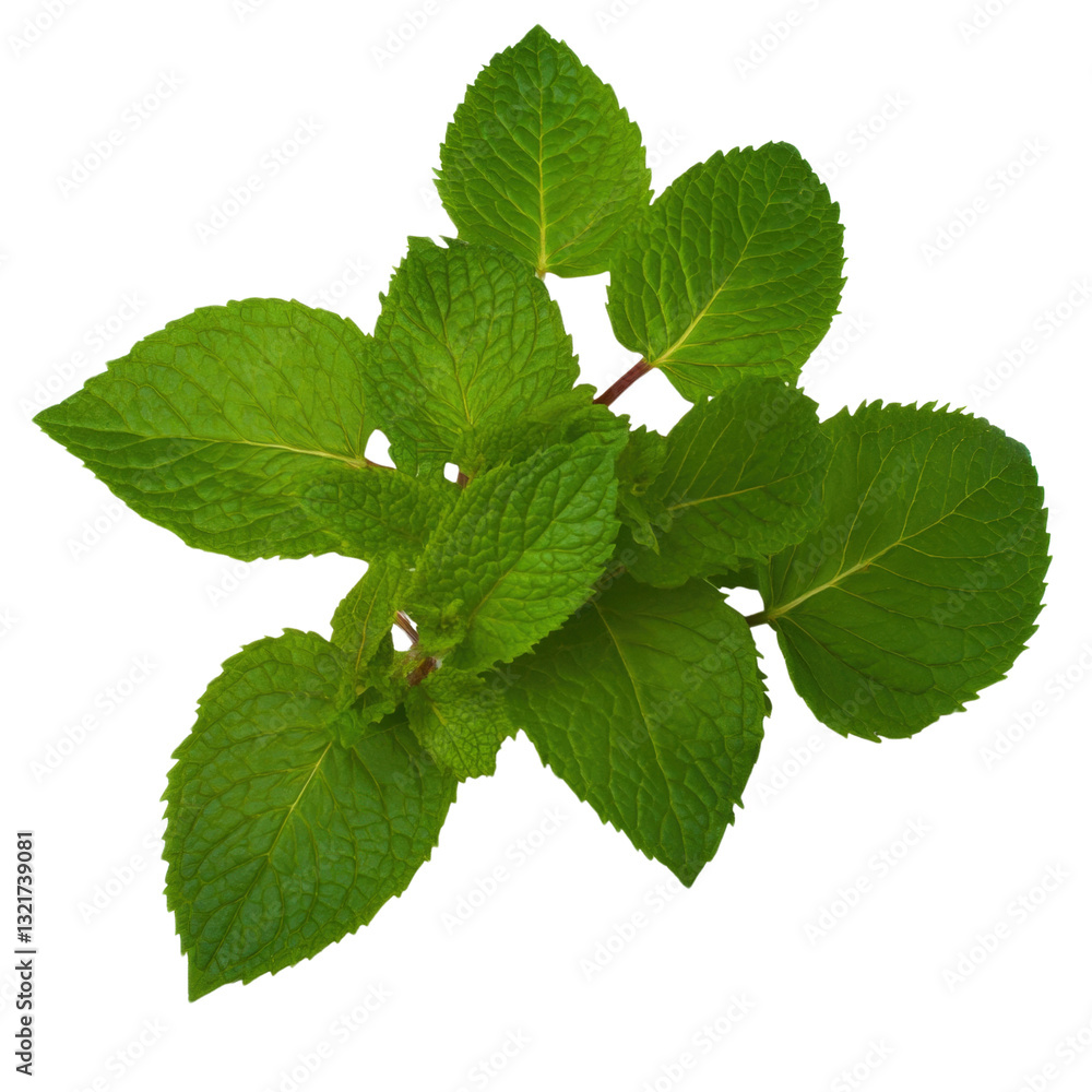 Poster a fresh bunch of fragrant mint leaves with lush green color highlighting its aromatic qualities and 