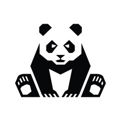 Stylized Panda Logo in Geometric Design. panda icon vector silhouette, panda logo vector silhouette
