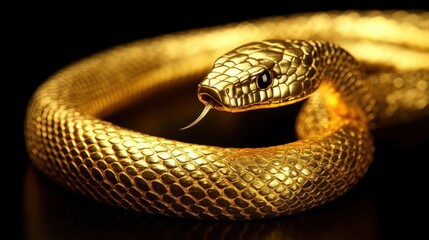 Obraz premium An elegant and detailed artistic depiction of a golden serpent