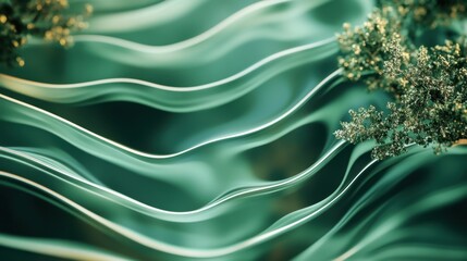 A modern green blurred backdrop with minimalist white wave lines for a fresh and clean visual appeal.
