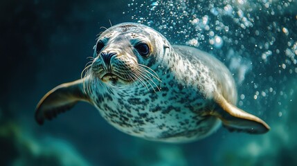 Majestic Underwater Seal: A Stunning Close-Up