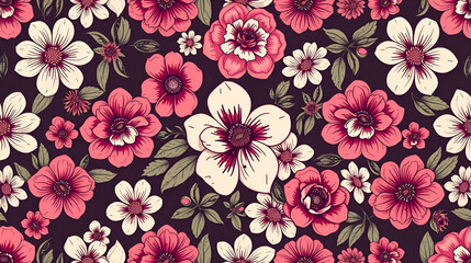 Seamless pattern with flowers illustration