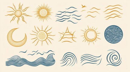 Abstract sun, moon, and waves graphic design (1)