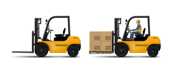3D Clear New Forklift Isolated On White Background