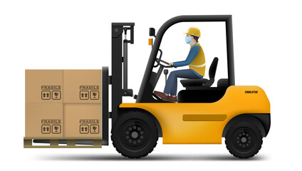3D Clear New Forklift Isolated On White Background