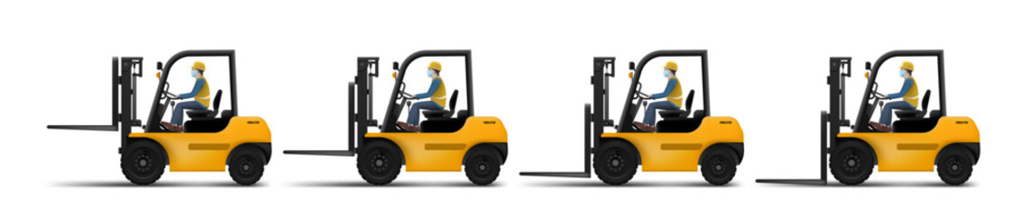 3D Clear New Forklift Isolated On White Background