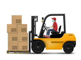 3D Clear New Forklift Isolated On White Background