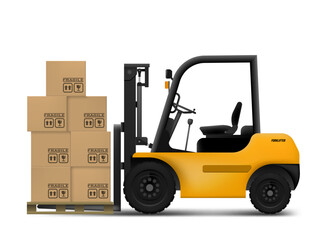 3D Clear New Forklift Isolated On White Background