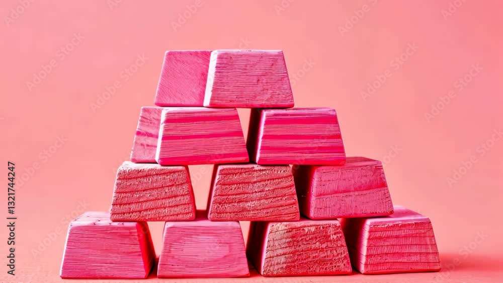 Aufkleber bright pink blocks stacked in a pyramid create a playful atmosphere with vibrant color and texture a