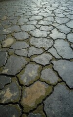 Fototapeta premium Cracked and Aged Pavement Texture – Weathered Urban Surface