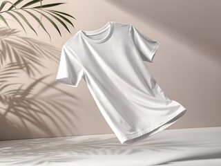 Minimalist White T-Shirt with Wheat Arrangement