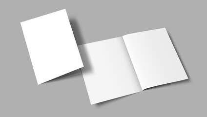 A5, A4, A3 Blank Half-folded Brochure Cover Mockup