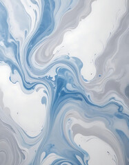 Fototapeta premium Blue and White Marble Swirl - Fluid Abstract Painting