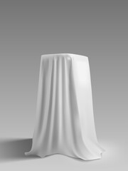 Presentation Pedestal Covered With A White Cloth