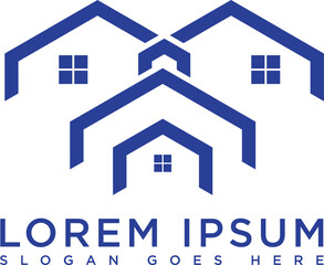 Minimalist blue house logo with modern and simple design. Suitable for branding, property, architecture, and real estate purposes. Vector format with clean lines and professional look