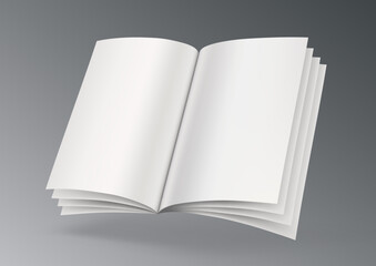 3D Open Book Or Dictionary Flying On White
