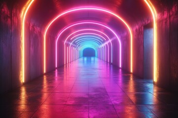 Obraz premium Neon Light Abstract Background with Futuristic Cyberpunk Style