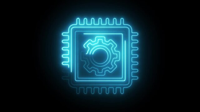 Glowing neon advancement  icon isolated on black background. HD Video motion graphic animation