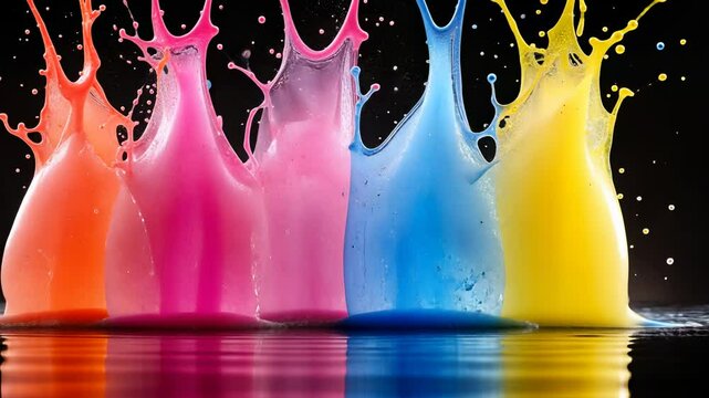 Vibrant CMYK Color Splashes: A Symphony of Hues