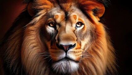 Fototapeta premium Close-Up of a Majestic Lion with a Golden Mane – Fierce and Royal