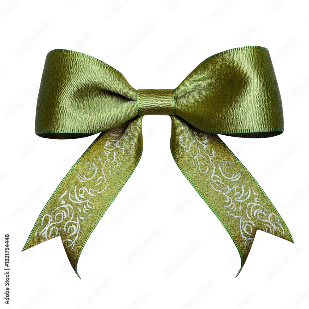 Poster elegant green bow adorned with intricate white designs perfect for gifting and special occasions on 