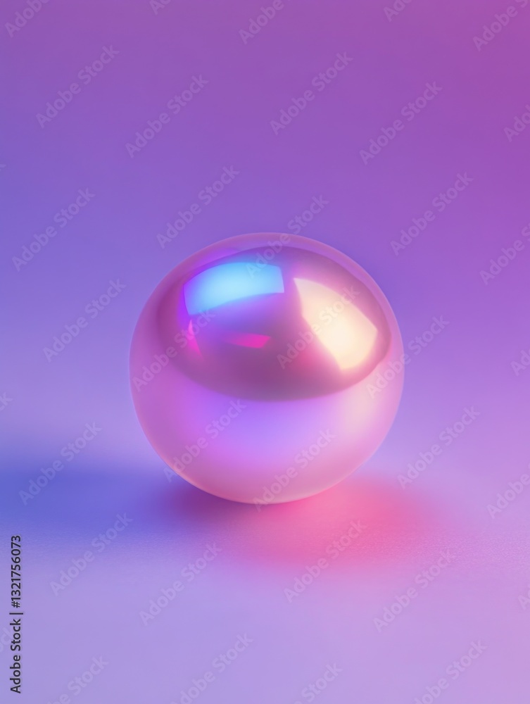 Poster a single shiny ball sits on a deep purple background