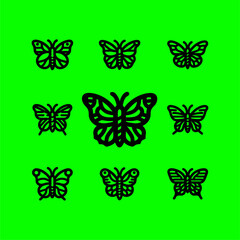 Elegant Butterfly Vector Pattern on Vibrant Green Background