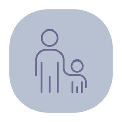 Simple line icon of adult figure holding childs hand, symbolizing care and companionship. Security and connection concept