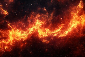Fototapeta premium Dynamic fire-inspired background with deep red and orange flames and glowing embers, creating an energetic visual effect