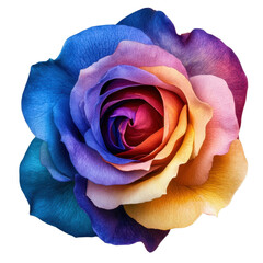 Colorful Rose with Gradient Petals in Vibrant Hues and Tones