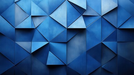 Abstract blue geometric pattern with interlocking triangles and shadows