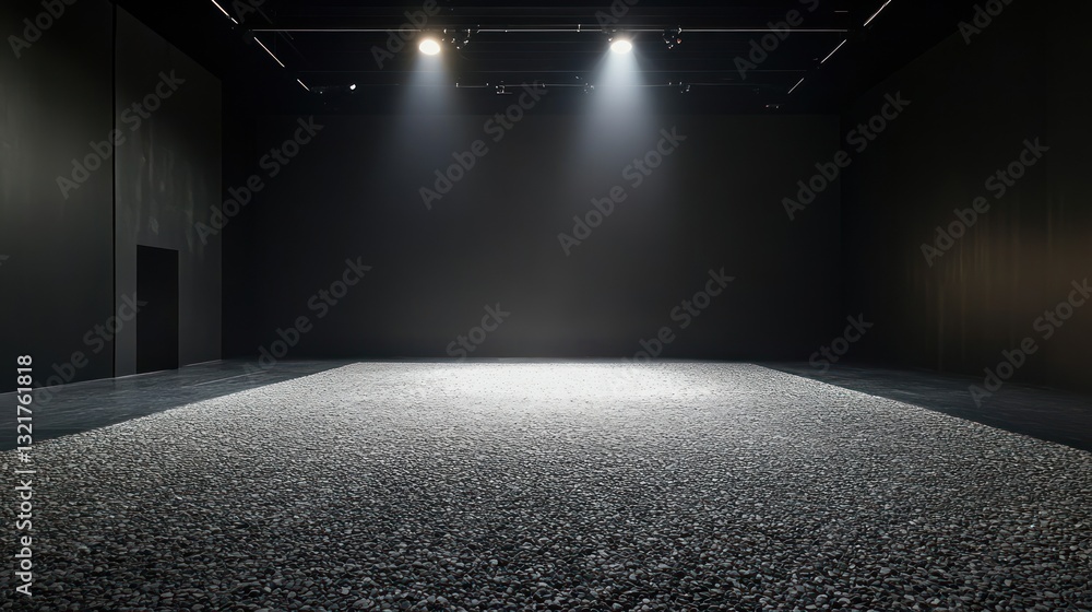 Poster dark room with spotlight illuminating a textured floor. (2)