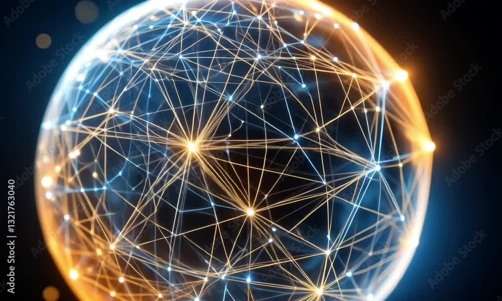 Aufkleber global interconnected network sphere representing futuristic digital communication and data exchange