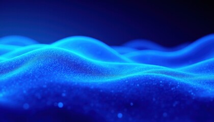 Obraz premium Dynamic waves of blue light abstract oceanic scene digital artwork serene environment close-up view conceptual design