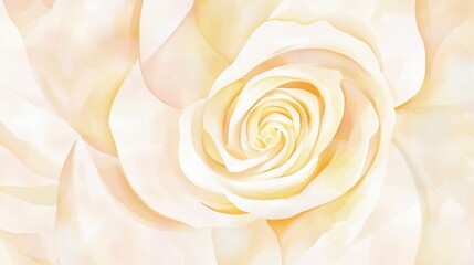 Stunning Closeup of a Delicate Pale Yellow Rose, Exquisite Watercolor Painting of Rose Petals