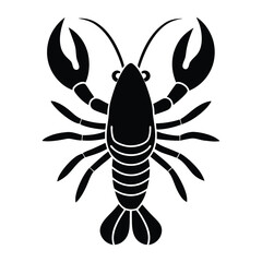 red crawfish silhouette vector art 