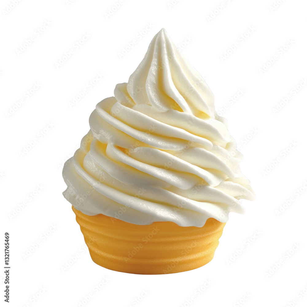 Poster delicious cupcake topped with generous swirls of whipped cream and sprinkles on a bright colorful ba