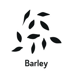 Black barley grains icon with text 'Barley' on a white background, simple agricultural vector illustration.