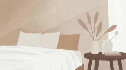 Serene Beige Bedroom Interior Design with Natural Elements