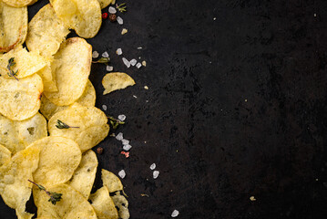 Crispy salty homemade potato chips